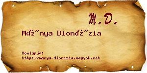 Mánya Dionízia névjegykártya